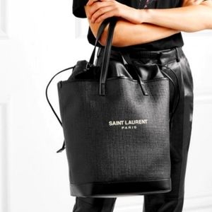 YSL Teddy 3-in-1 Raffia Woven Black Shoulder Bag NWT